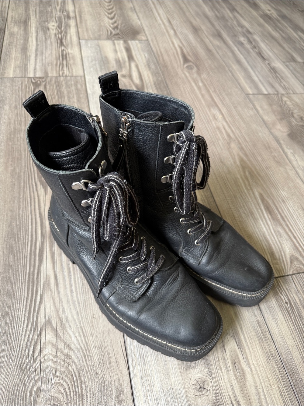 Sam Edelman Black Lace-Up Combat Boots size 9.5
